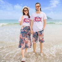 巴厘岛沙滩情侣装夏装2019新款三亚超仙显瘦沙滩裙女海边度假套装