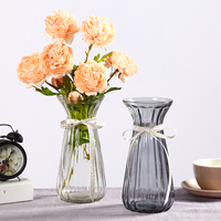 玻璃花瓶 透明束腰款 鲜花干花插花水培花瓶欧式居家客厅装饰摆件