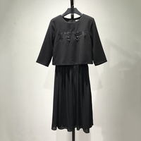 【LA】品牌折扣女装商场专柜特价2019年春季新款连衣裙黑色裙子女