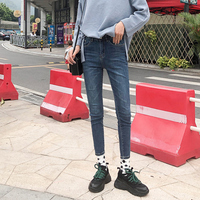 牛仔裤女装九分2018新款韩版学生显瘦弹力铅笔紧身小脚高腰春秋季