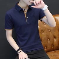 2018夏季新款短袖T恤男士韩版潮流衬衫领POLO衫上衣服帅气半袖男
