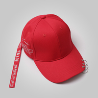 红色帽子男韩版鸭舌帽个性潮流街头嘻哈棒球帽长带年轻人学生休闲