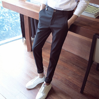 夏季高级感潮流西裤韩版修身小脚九分西装裤薄款垂感休闲长裤子男