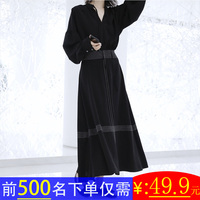 2018秋季女装新款韩版显瘦气质时尚chic大码连衣裙长裙长袖小黑裙