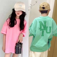波拉韩国童装男童女童初高中生中大童夏亲子减龄阔版街舞短袖T恤