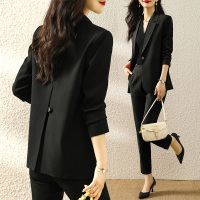 黑色小西装外套女春秋2023新款小个子高级感气质正装西服职业套装