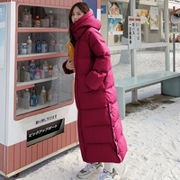 高个子冬装175加长款森系棉服女韩版加厚今年流行爆款玫红色棉衣