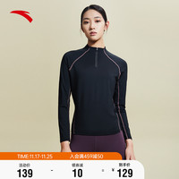 安踏长袖T恤针织健身运动卫衣女2022冬季吸湿透气跑步训练服上衣