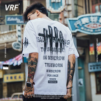 VRF短袖男潮t恤美式街头潮牌宽松嘻哈打底衫isn超火的半袖日系T恤