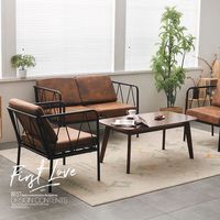 北欧现代铁艺创意办公沙发接待室茶几卡座奶茶店桌椅组合套装商务