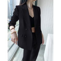 高级感黑色西装套装女时尚气质女神范正装职业装工作冬天西装套装