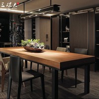 餐饮餐桌椅组合咖啡桌长桌工业风实木铁艺复古餐吧餐馆西餐厅饭桌
