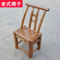 湖南农村复古纯实木碳化松木老式家用靠背餐椅农村老式旧式木椅。