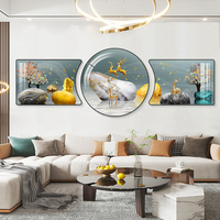 北欧抽象客厅装饰画现代简约新款圆形壁画轻奢大气沙发背景墙挂画