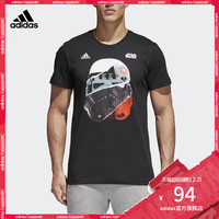 adidas 阿迪达斯 运动型格 男子 短袖T恤 黑 CE2200