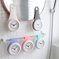 北欧简约浴室钟厨房防水静音家用吸盘钟表冰箱创意个性迷你小挂钟