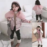 韩国童装女童韩版冬季外套儿童2018冬装新品翻领棉衣棉服面包服