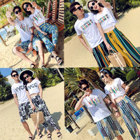 泰国三亚沙滩海边旅游一套情侣装夏装度假蜜月男女t恤沙滩裤套装