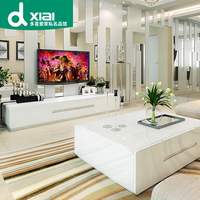 电视柜茶几组合现代简约 欧式白色烤漆经济型电视机柜客厅小户型