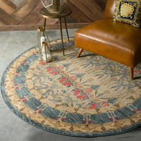 美式复古圆形地毯客厅卧室床边地毯北欧简约土耳其风可水洗地毯