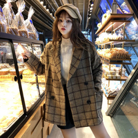 2018流行格子呢子大衣女装秋冬新款韩版小个子中长款毛呢外套学生