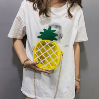 夏天透明菠萝小包包女2018新款韩版迷你单肩包时尚学生少女斜挎包