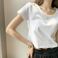 夏季新款纯棉短袖T恤女短款白色港风网红小众修身露脐上衣潮宽松