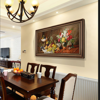 复古装饰画餐厅饭厅背景墙挂画一整幅横版美式客厅壁画静物水果