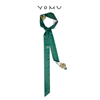 YOMU有目朱正廷同款日系双面男女百搭长条绿丝巾长条细窄飘带