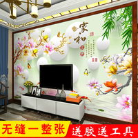 中式家和客厅电视背景墙壁画3d立体墙纸5d影视墙无缝壁纸定制墙布