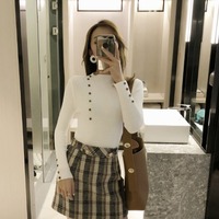 2018新款时尚韩版半高领显瘦针织衫修身长袖打底套头毛衣女上衣潮