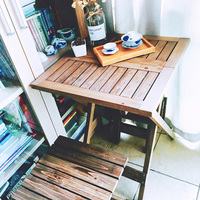 日式实木折叠咖啡桌小户型餐桌椅茶几复古功夫茶桌阳台宜家茶餐桌
