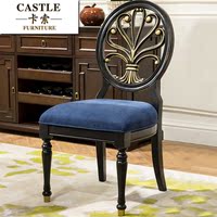 美式餐椅实木轻奢欧式餐桌椅子家用复古高档软包靠背椅书桌椅子