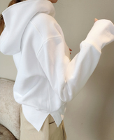 智研 2019春季新款韩国代购东大门新款纯色白色连帽休闲卫衣女