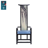 新中式实木高背椅 禅意布艺中国风餐椅现代简约售楼处家具定制