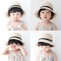 宝宝女童帽子韩国夏天沙滩帽草帽防晒遮阳太阳帽出游亲子母女凉帽