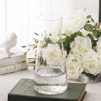 日系锤纹小透明玻璃花瓶 简约创意水培插花花器 小清新干花瓶摆件