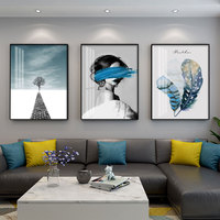 现代简约客厅三联画沙发背景墙装饰画北欧风格晶瓷挂画免打孔壁画