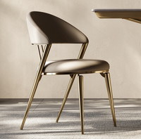 轻奢餐椅家用全真皮高端设计师靠背单人椅现代简约网红不锈钢椅子