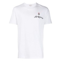 Alexander McQueen/男士白色玫瑰刺绣贴花T恤 190806ff0912