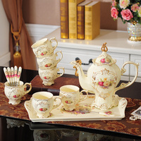 客厅茶杯水壶杯具水杯子套装陶瓷家用带托盘欧式茶具水具整套奢华