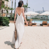 沙滩裙女夏2018新款海边度假泰国超仙长裙渡假裙吊带裙白色连衣裙