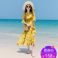 巴厘岛海边度假连衣裙2018新款泰国显瘦裙子沙滩裙女夏长裙超仙女