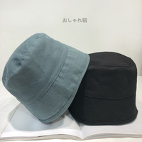 日本小众设计师款纯色复古水桶帽盆帽时尚街头男女棉麻渔夫帽子潮