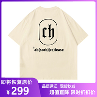 CHINISM+absorbrelease联名CH字母印花短袖T恤男美式潮牌国潮半袖