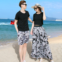 香港代购情侣装夏2018新款爱情沙滩海边蜜月三亚度假套装短袖t恤