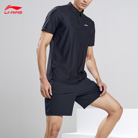 李宁运动服套装男休闲POLO衫速干短袖跑步夏季薄款两件套2022新款