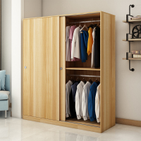 衣柜推拉门实木简约现代2门木质组合移门柜子简易板式组装大衣橱