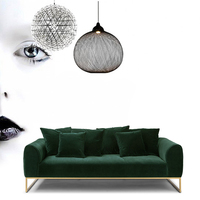 北欧轻奢布艺沙发墨绿色小户型设计师后现代三人位极简丝绒沙发