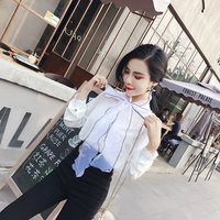 秋季2018韩版新品时尚小清新气质系带蝴蝶结雪纺衫上衣女长袖衬衫
